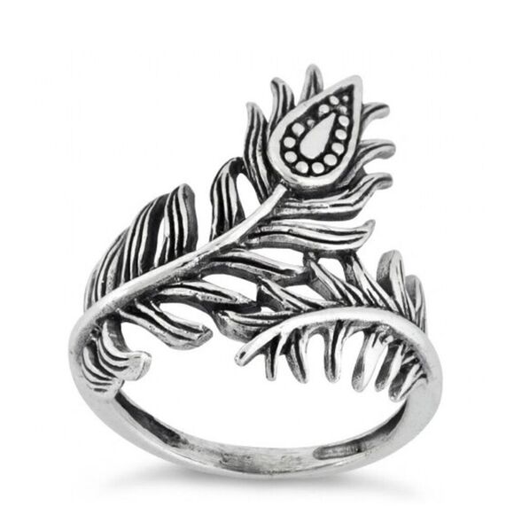 925 Solid Sterling Silver Double Leaf Flower Band Statement Ring Boho New - Picture 2 of 5